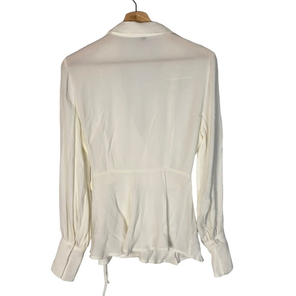J. Crew Ivory White Drapey Crepe Long Sleeve Blouse 2 - Picture 2 of 3